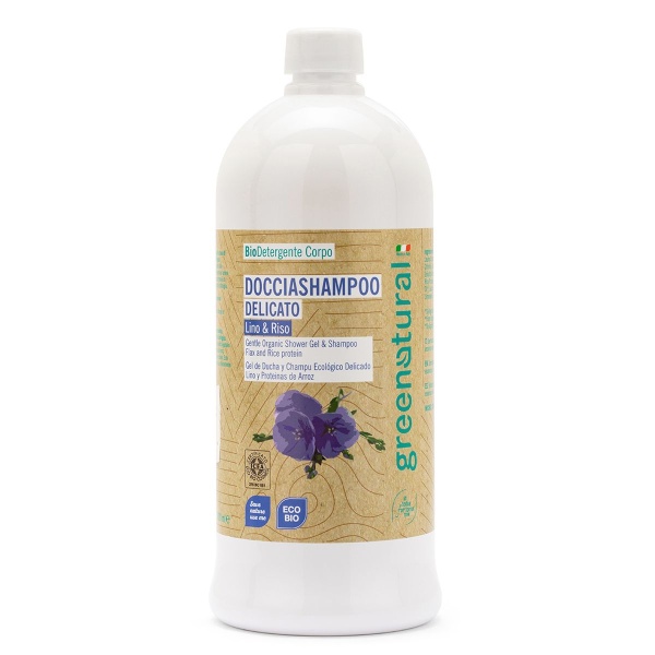 GREENATURAL DOCCIA SHAMPOO LINO E RISO 1L - immagine 2