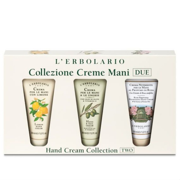 COLLEZIONE CREME MANI DUE (CREMA MANI LIMONE,CREMA MANI E UNGHIE, CREMA NUTRIENTE MANI AL PROFUMO DI ROSA) - L'ERBOLARIO