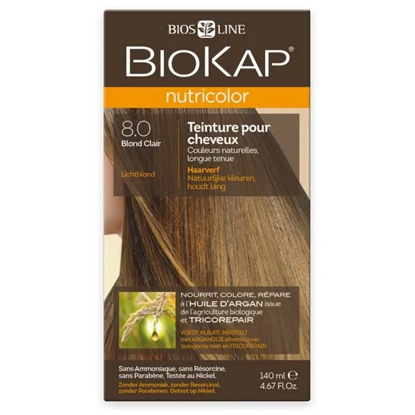 NUTRICOLOR TINTA PER CAPELLI - 8.0 BIONDO CHIARO - BIOKAP