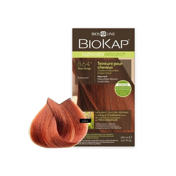 NUTRICOLOR DELICATO + TINTA PER CAPELLI - 8.64 ROSSO TIZIANO - BIOKAP