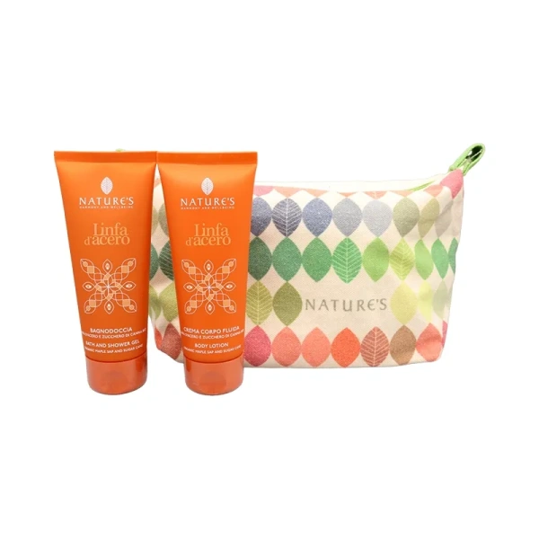 POCHETTE CON BAGNODOCCIA + CREMA CORPO ed.limitata - LINFA D'ACERO - NATURE'S - immagine 2