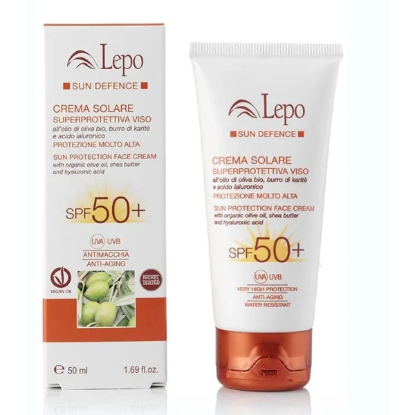 CREMA SOLARE SUPERPROTETTIVA VISO SPF 50+ -  SUN DEFENCE - LEPO