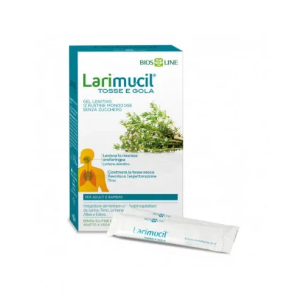 LARIMUCIL TOSSE E GOLA GEL 12 BUSTINE MONODOSE - BIOSLINE - immagine 2