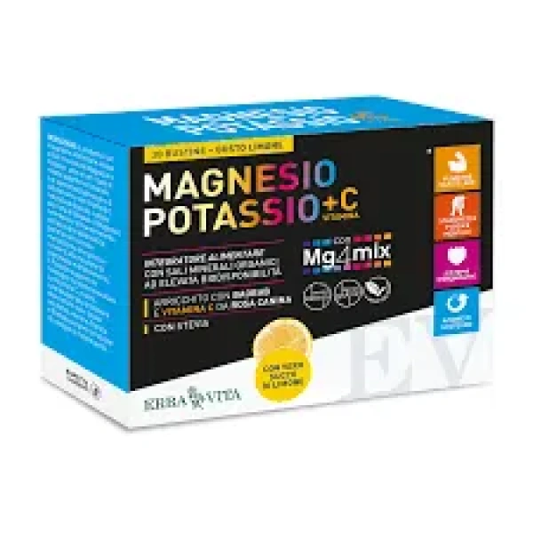 MAGNESIO E POTASSIO + C GUSTO LIMONE 20 BUSTINE ERBAVITA - immagine 2