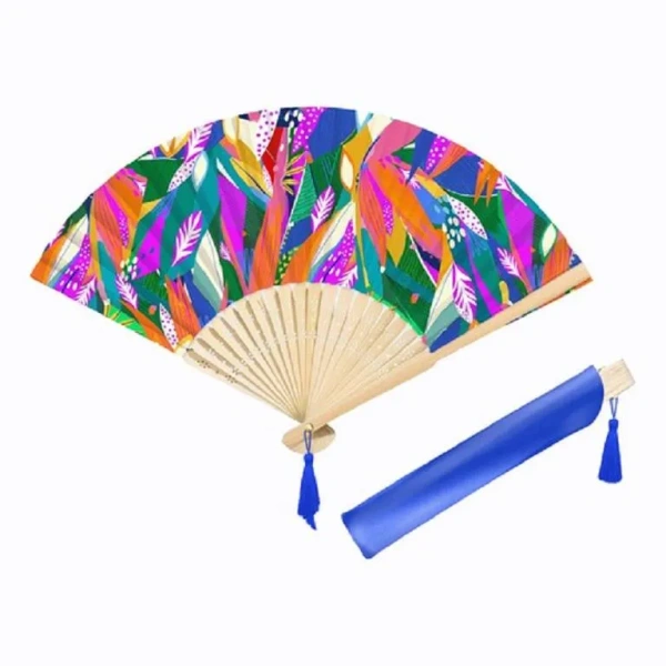 VENTAGLIO IN BAMBOO - BLUE - COLORS - EFAS - immagine 2