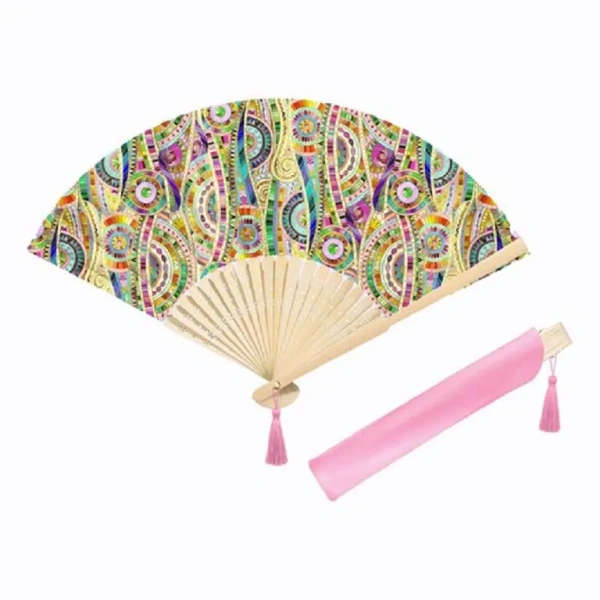 VENTAGLIO IN BAMBOO - PINK - COLORS - EFAS - immagine 2