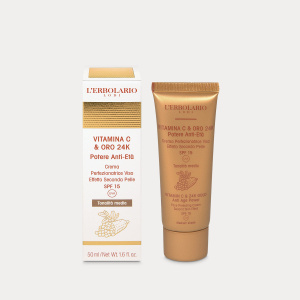 VITAMINA C & ORO 24K - CREMA PERFEZIONATRICE VISO EFFETTO SECONDA PELLE - spf15 - tonalità media - L'ERBOLARIO
